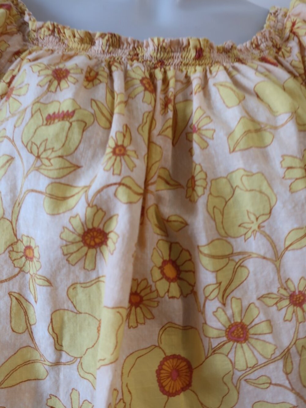 Womens Free People Yellow (Item- 4) Miss Daisy Cotton Floral Print Top S - Picture 4 of 12